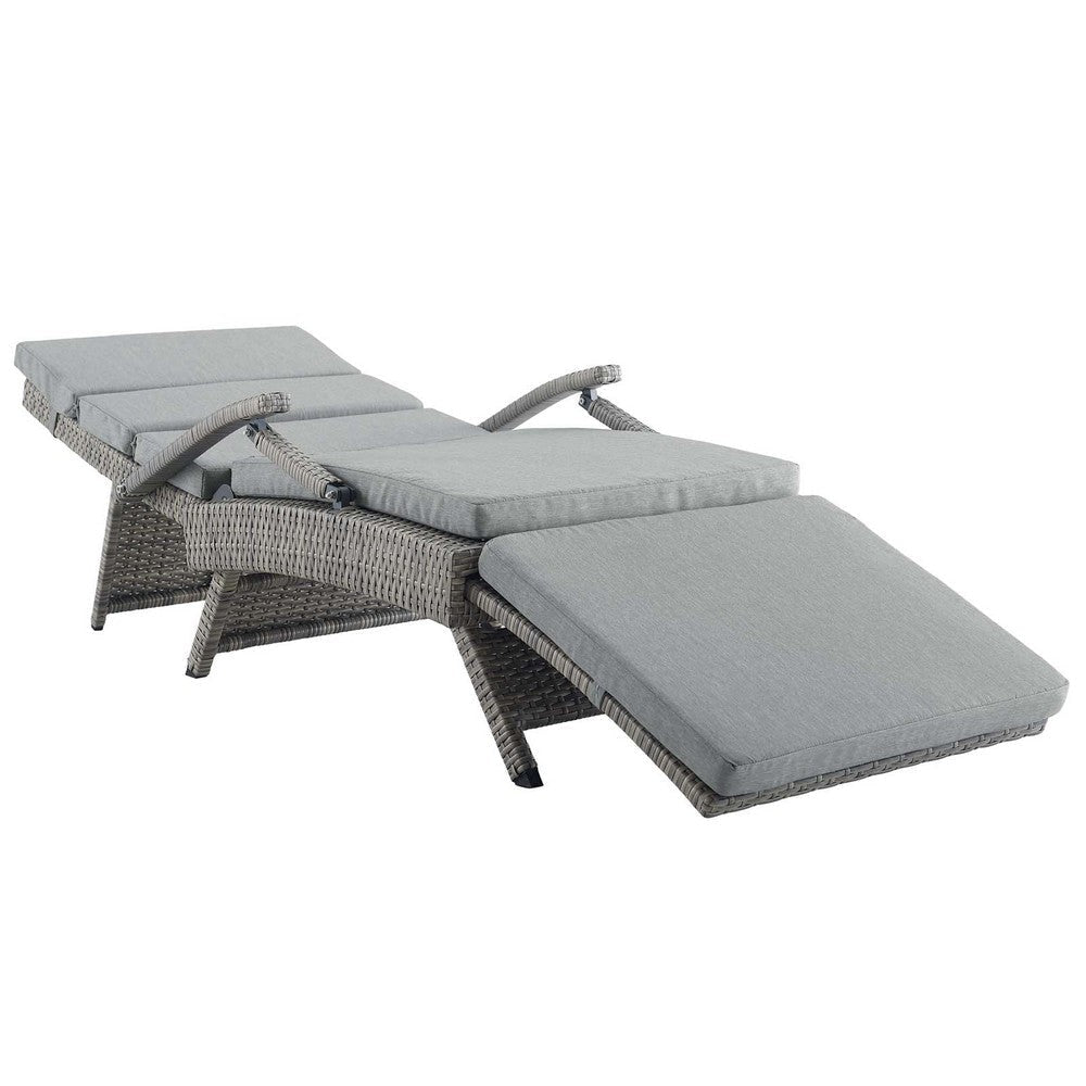 Modway Envisage Outdoor Patio Wicker Rattan Chaise Lounge in Light Gray Gray MDY-EEI-2301-LGR-GRY