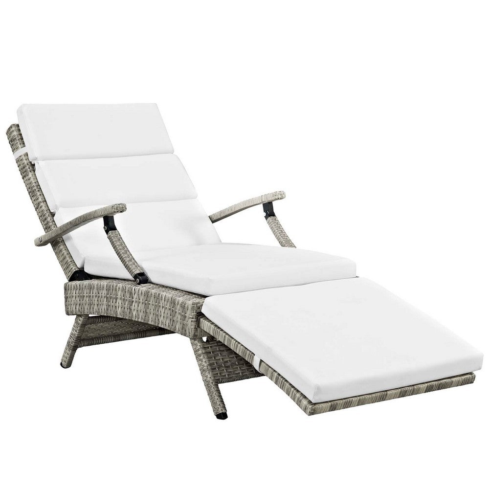 Envisage Chaise Outdoor Patio Wicker Rattan Lounge Chair by Modway| Light Gray White