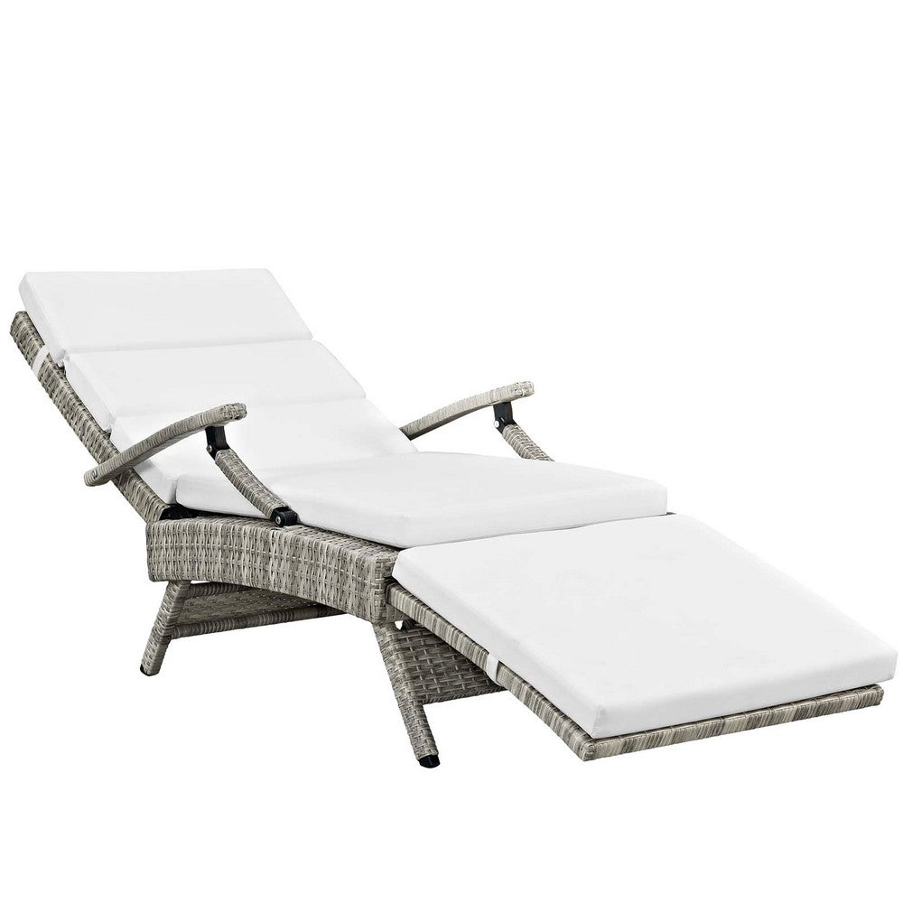 Envisage Chaise Outdoor Patio Wicker Rattan Lounge Chair by Modway| Light Gray White