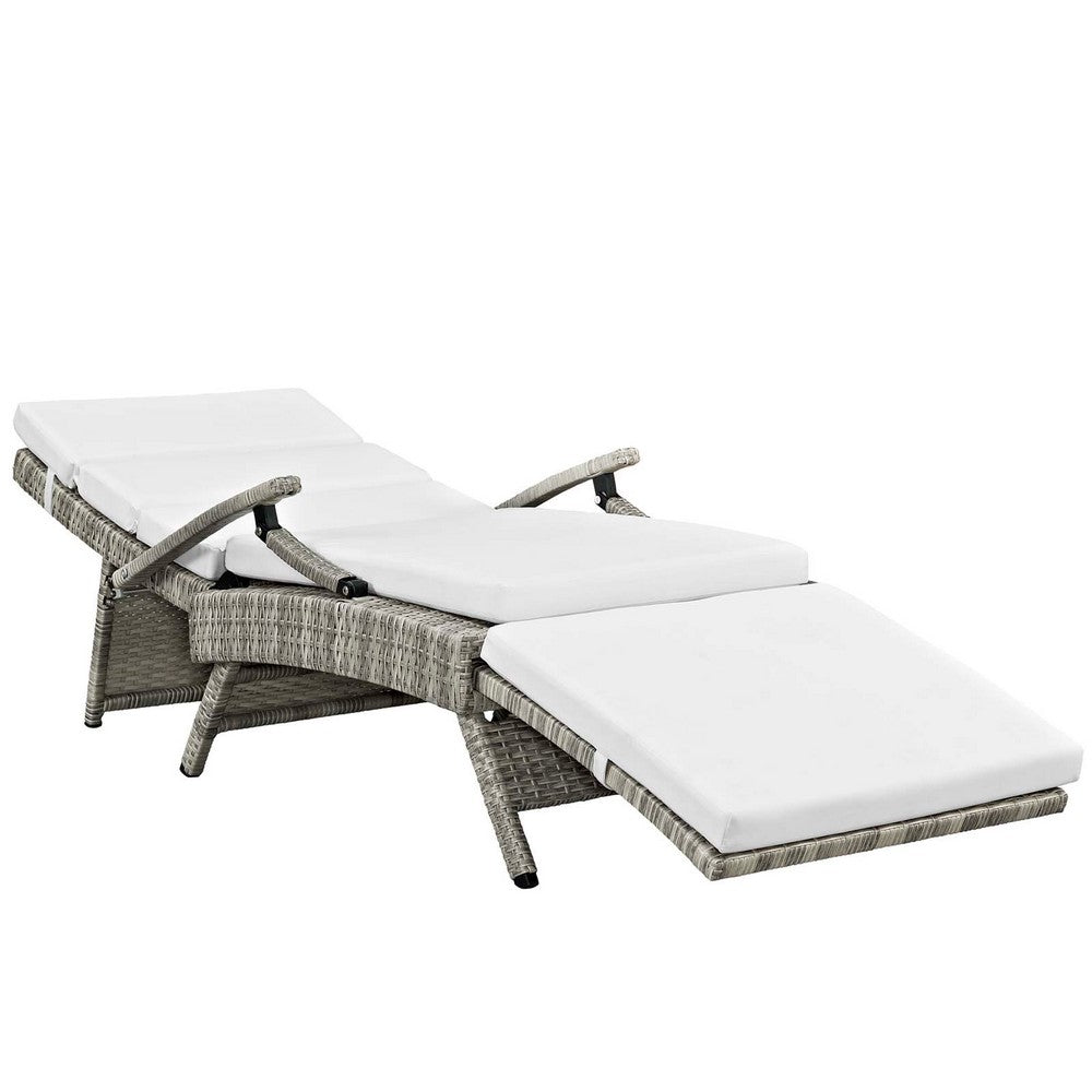 Envisage Chaise Outdoor Patio Wicker Rattan Lounge Chair by Modway| Light Gray White