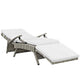 Envisage Chaise Outdoor Patio Wicker Rattan Lounge Chair by Modway| Light Gray White