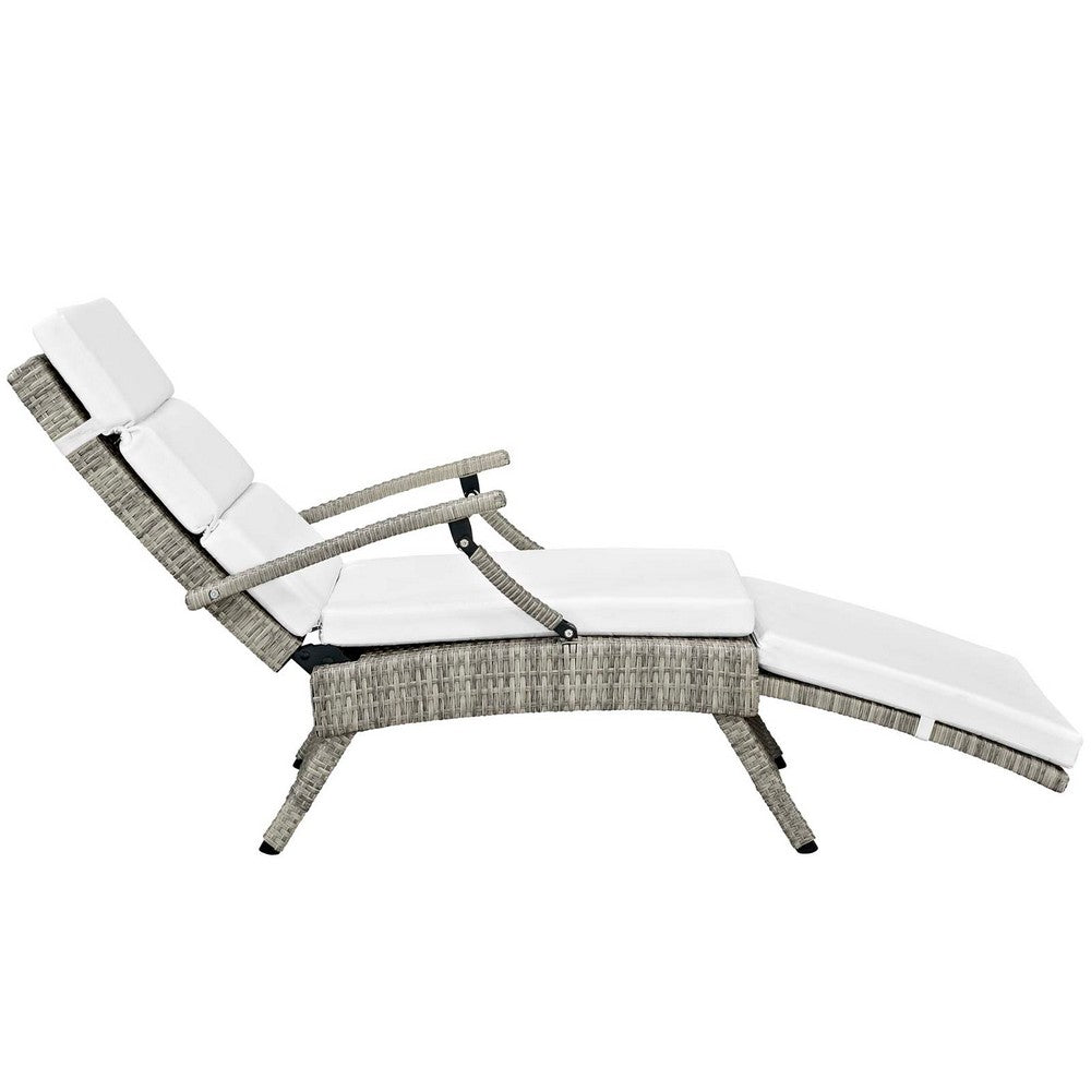 Envisage Chaise Outdoor Patio Wicker Rattan Lounge Chair by Modway| Light Gray White