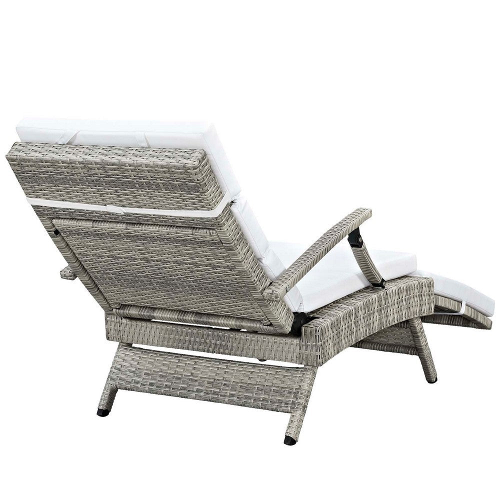 Modway Envisage Outdoor Patio Wicker Rattan Chaise Lounge in Light Gray White MDY-EEI-2301-LGR-WHI