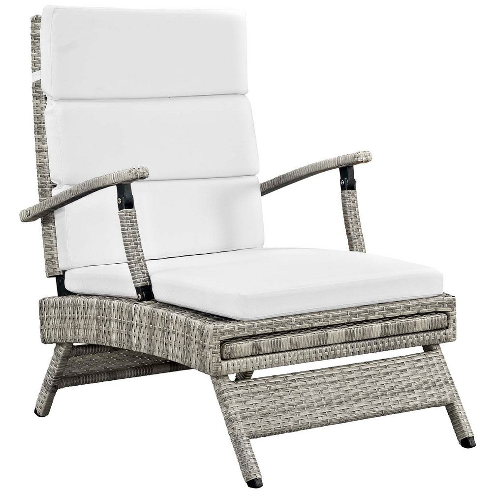 Envisage Chaise Outdoor Patio Wicker Rattan Lounge Chair by Modway| Light Gray White