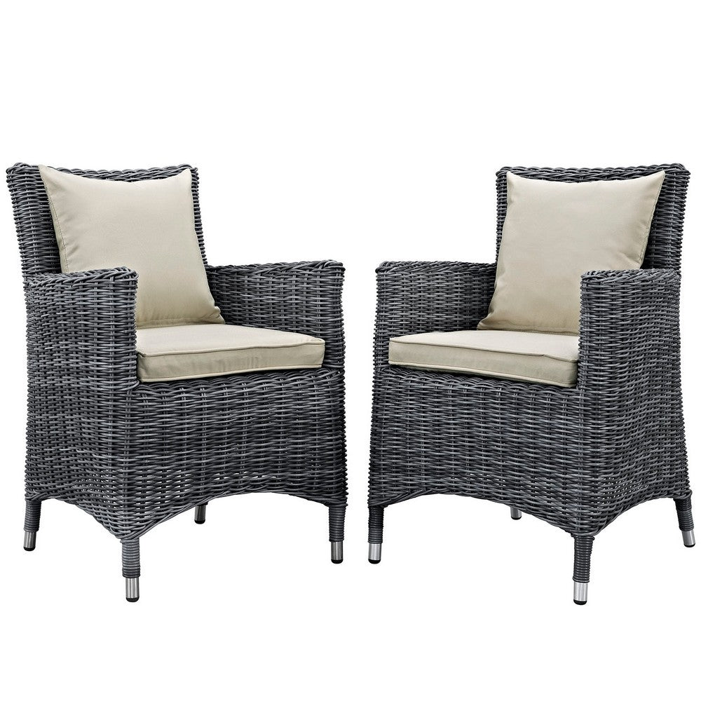 Summon 2 Piece Outdoor Patio Sunbrella® Dining Set by Modway| Antique Canvas Beige