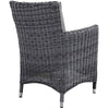 Modway Summon Wicker Rattan Aluminum Outdoor Patio Two Dining Arm Chairs with Sunbrella® Fabric Cushions in Canvas Gray