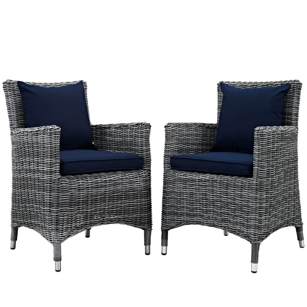 Summon 2 Piece Outdoor Patio Sunbrella® Dining Set by Modway| Canvas Navy