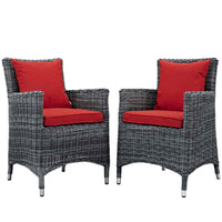Summon 2 Piece Outdoor Patio Sunbrella® Dining Set by Modway| Canvas Red