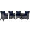 Modway EEI-2314-GRY-RED-SET Summon 4 Piece Outdoor Patio Sunbrella Dining Set in Canvas Navy