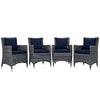 Summon 4 Piece Outdoor Patio Sunbrella® Dining Set by Modway| Canvas Navy