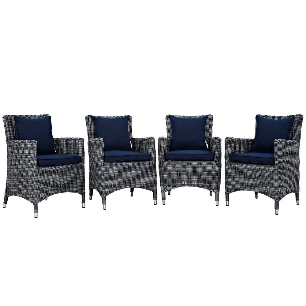 Summon 4 Piece Outdoor Patio Sunbrella® Dining Set by Modway| Canvas Navy