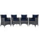 Summon 4 Piece Outdoor Patio Sunbrella® Dining Set by Modway| Canvas Navy