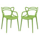 Modway Entangled Modern Molded Plastic Two Dining Armchairs in Green