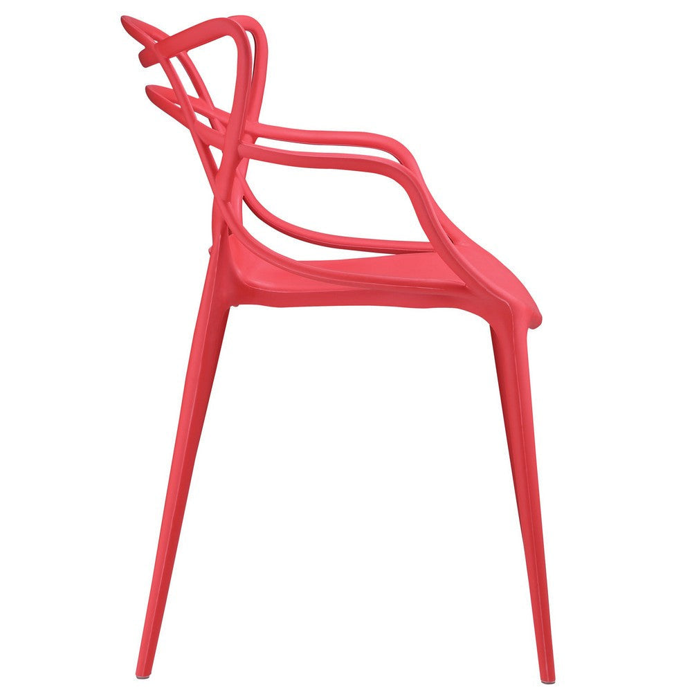 Modway Entangled Modern Molded Plastic Two Dining Armchairs in Red MDY-EEI-2347-RED-SET