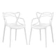 Modway Entangled Modern Molded Plastic Two Dining Armchairs in White