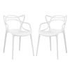 Modway Entangled Modern Molded Plastic Two Dining Armchairs in White