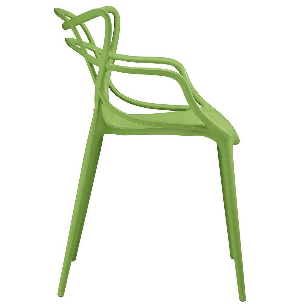 Modway Entangled Modern Molded Plastic Four Dining Armchairs in Green MDY-EEI-2348-GRN-SET