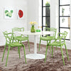 Modway Entangled Modern Molded Plastic Four Dining Armchairs in Green MDY-EEI-2348-GRN-SET