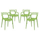 Modway Entangled Modern Molded Plastic Four Dining Armchairs in Green