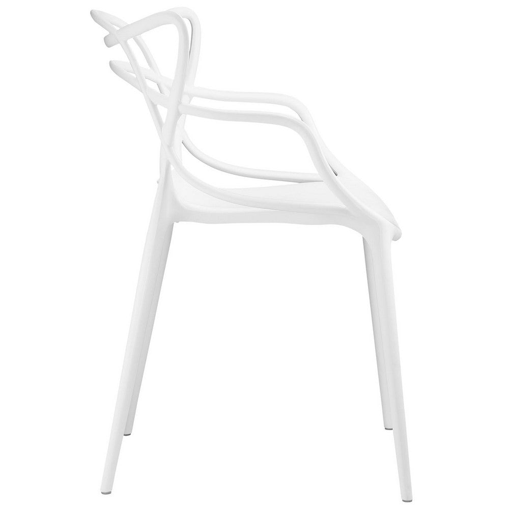 Modway Entangled Modern Molded Plastic Four Dining Armchairs in White MDY-EEI-2348-WHI-SET