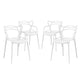 Modway Entangled Modern Molded Plastic Four Dining Armchairs in White