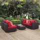Modway Convene Wicker Rattan 5-Piece Outdoor Patio Furniture Set in Espresso Red