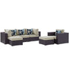 Modway Convene Wicker Rattan 6-Piece Outdoor Patio Sectional Sofa Furniture Set in Espresso Beige