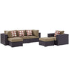 Modway Convene Wicker Rattan 6-Piece Outdoor Patio Sectional Sofa Furniture Set in Espresso Mocha