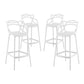 Modway Entangled Modern Molded Plastic Four Bar Stools in White - Fully Assembled