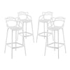 Modway Entangled Modern Molded Plastic Four Bar Stools in White - Fully Assembled