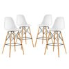 Modway Pyramid Mid-Century Modern Two Bar Stools with Natural Wood Legs in White MDY-EEI-2423-WHI-SET