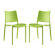 Modway Hipster Contemporary Modern Molded Plastic Stacking Two Dining Chairs in Green