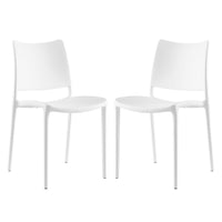 Modway Hipster Contemporary Modern Molded Plastic Stacking Two Dining Chairs in White