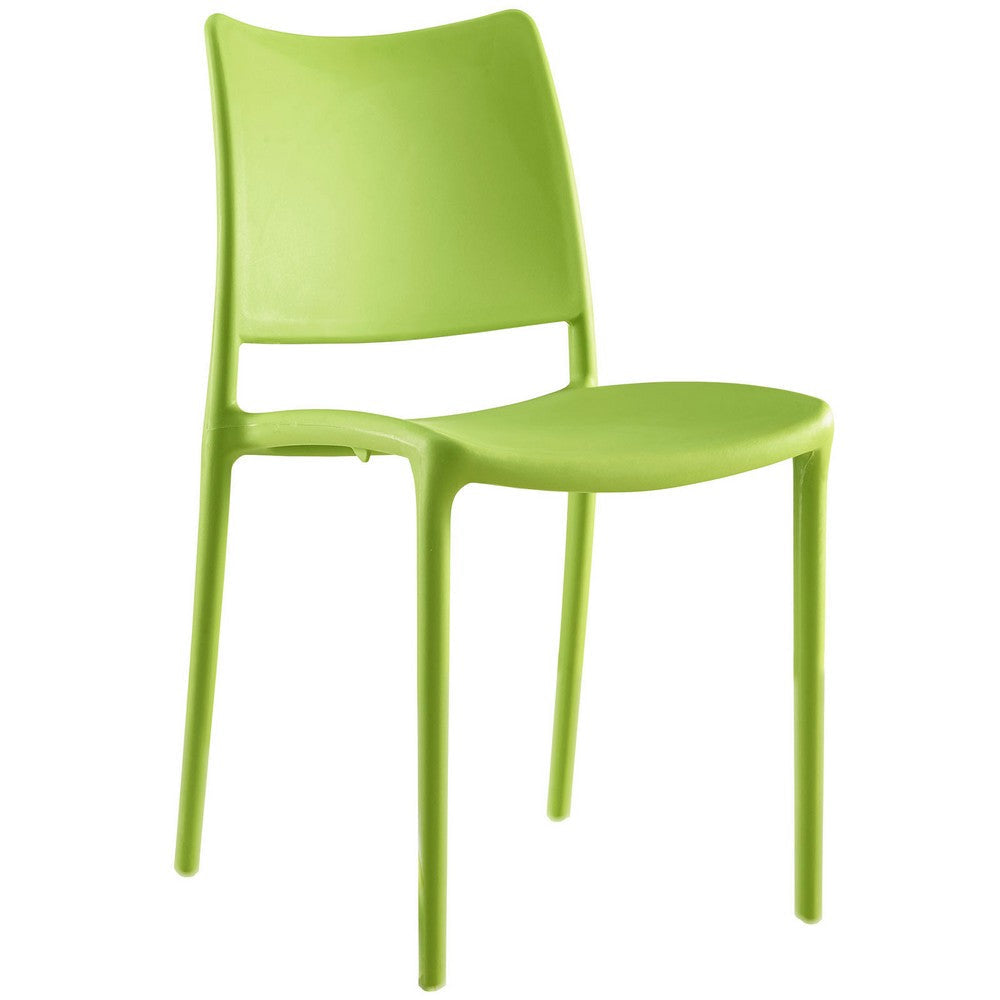 Modway Hipster Contemporary Modern Molded Plastic Stacking Four Dining Chairs in Green MDY-EEI-2425-GRN-SET