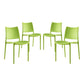 Modway Hipster Contemporary Modern Molded Plastic Stacking Four Dining Chairs in Green