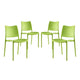 Modway Hipster Contemporary Modern Molded Plastic Stacking Four Dining Chairs in Green