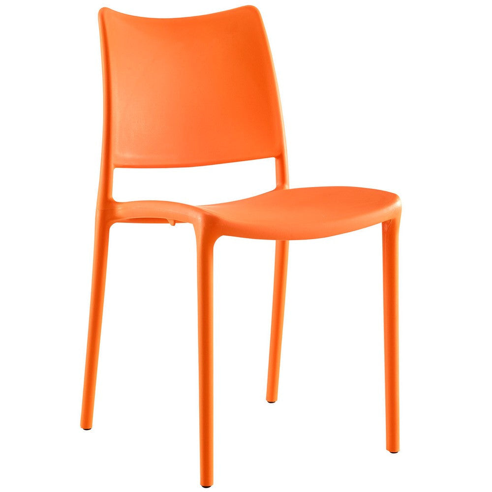 Modway Hipster Contemporary Modern Molded Plastic Stacking Four Dining Chairs in Orange MDY-EEI-2425-ORA-SET