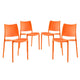 Modway Hipster Contemporary Modern Molded Plastic Stacking Four Dining Chairs in Orange