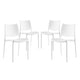 Modway Hipster Contemporary Modern Molded Plastic Stacking Four Dining Chairs in White