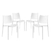 Modway Hipster Contemporary Modern Molded Plastic Stacking Four Dining Chairs in White