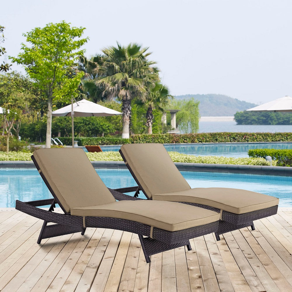 Convene Outdoor Patio Chaise Set of 2 by Modway| Espresso Mocha