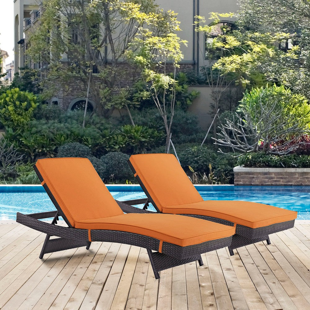 Convene Outdoor Patio Chaise Set of 2 by Modway| Espresso Orange