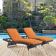 Convene Outdoor Patio Chaise Set of 2 by Modway| Espresso Orange