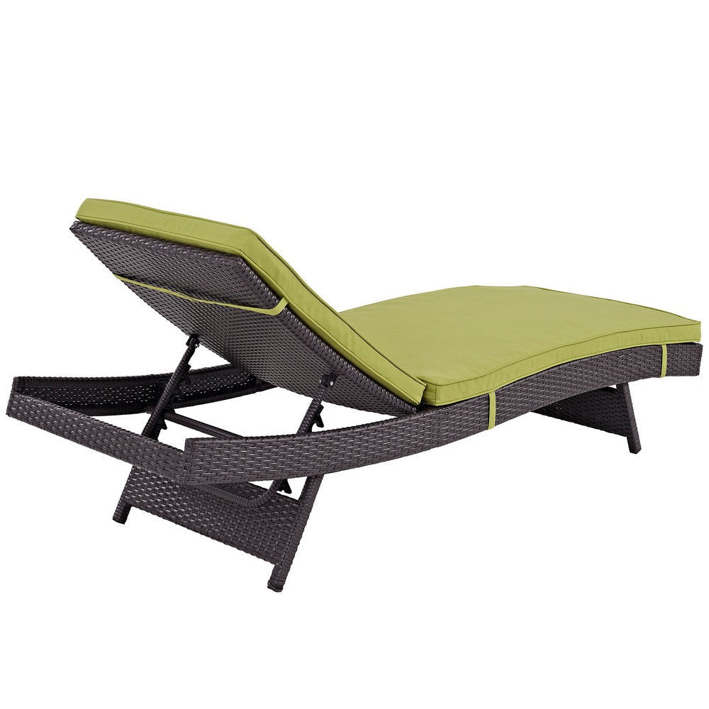 Modway Convene Wicker Rattan Outdoor Patio Chaise Lounge Chairs in Espresso Peridot - Set of 2 MDY-EEI-2428-EXP-PER-SET