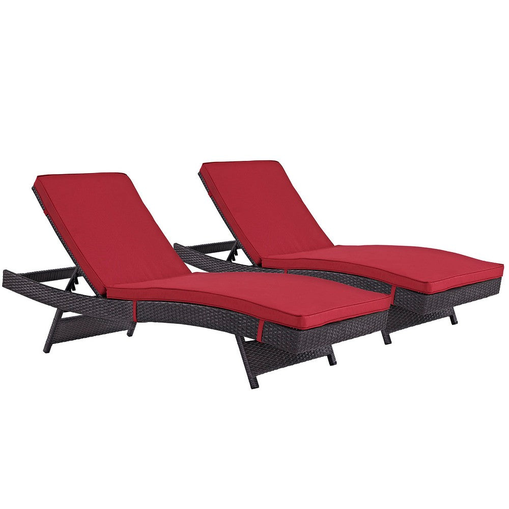 Convene Outdoor Patio Chaise Set of 2 by Modway| Espresso Red