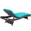 Modway Convene Wicker Rattan Outdoor Patio Chaise Lounge Chairs in Espresso Turquoise - Set of 2 MDY-EEI-2428-EXP-TRQ-SET