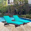 Convene Outdoor Patio Chaise Set of 2 by Modway| Espresso Turquoise