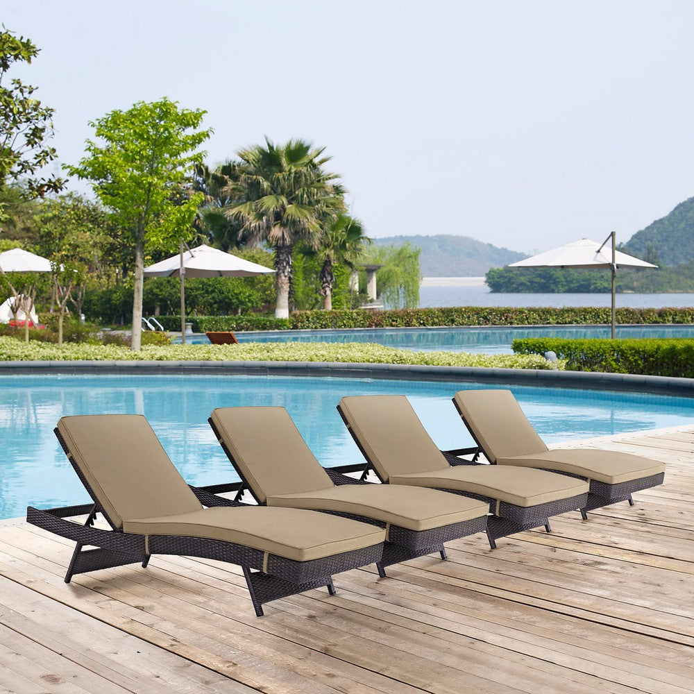 Convene Outdoor Patio Chaise Set of 4 by Modway| Espresso Mocha
