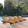 Convene Outdoor Patio Chaise Set of 4 by Modway| Espresso Orange