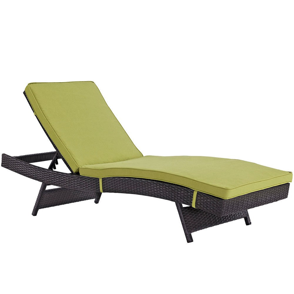 Modway Convene Wicker Rattan Outdoor Patio Chaise Lounge Chairs in Espresso Peridot - Set of 4 MDY-EEI-2429-EXP-PER-SET